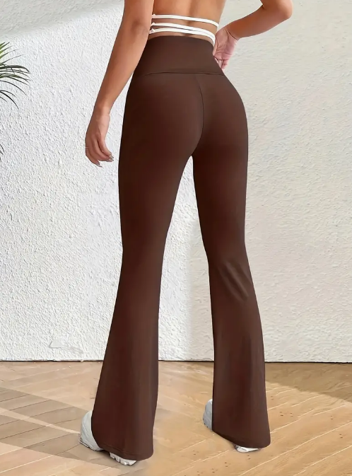 Ladies Brown Flared leggings : Trendy and Flattering for All Body Types - FXF